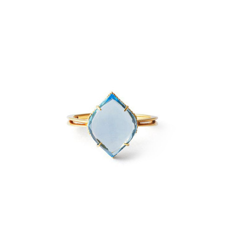 Natural blue topaz topaz diamond drop ring